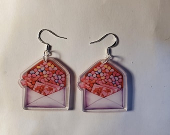 Acrylic Sweetheart Valentine's Fishhook Earrings