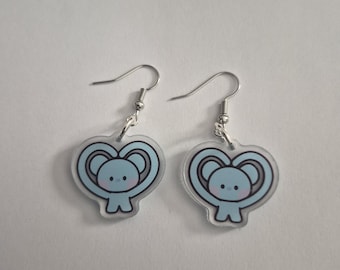 Bt21 Love Me Now Heart Acrylic Earrings