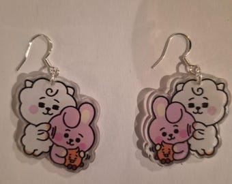 BT21 Acrylic Earrings, Kpop Charm Earrings (3cm)