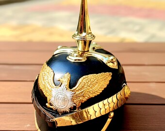 thumbnail image 2 of German Pickelhaube Helmet Prussian Leather Helmet Ball Spike Halloween 2 of 14