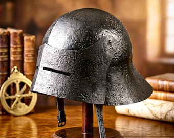 Medieval German Sallet Helmet Black Armor Historical LARP & Cosplay Steel Helmet