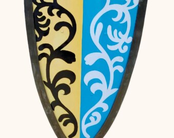 Medieval Knight Shield 18 Gauge Steel Grass Crest Crusader Armor LARP Cosplay Shield