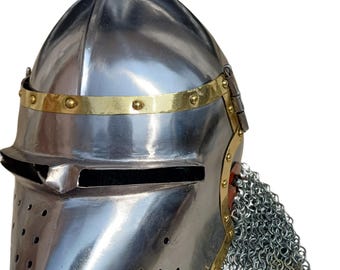 中世のハウンズカル型バシネットヘルメット 18ゲージ鋼鉄製 騎士 SCA