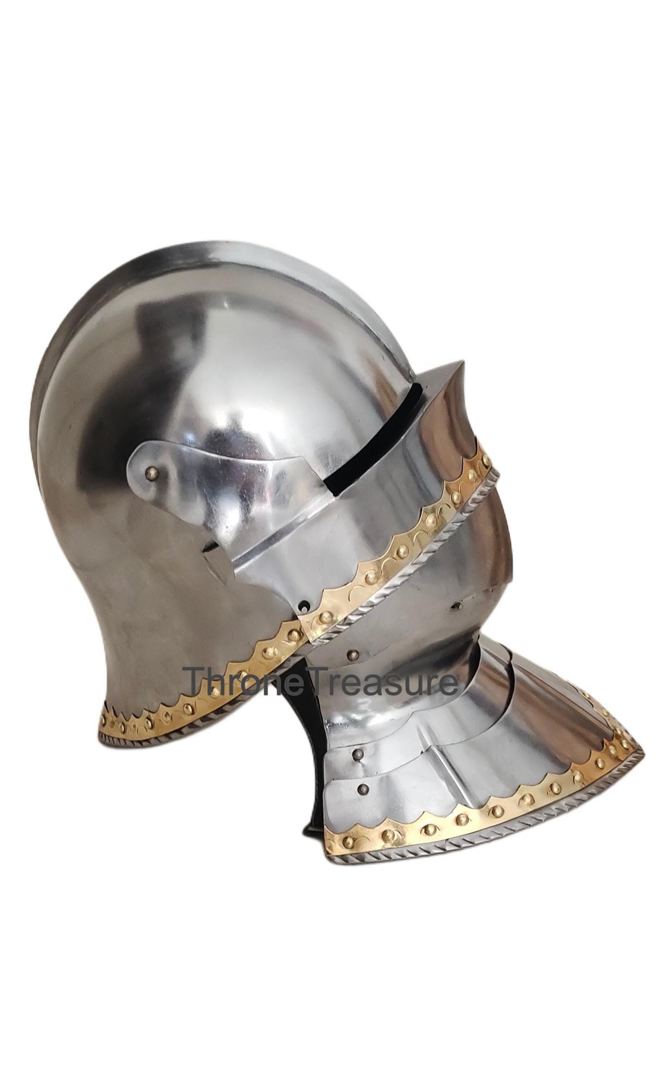 Medieval German Gothic Sallet Helmet With Gorget 18 Gauge Steel Medieval German Gothic Sallet Helmet With Gorget 18 Gauge Steel