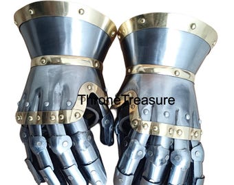 Medieval Steel Gothic Gauntlets Knight Armor Gloves Hand Armor LARP Cosplay Costume