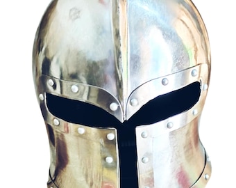 Mittelalterlicher Barbuta Kreuzritter Helm 18G Stahl Ritter Rüstung für LARP Cosplay Reenactment