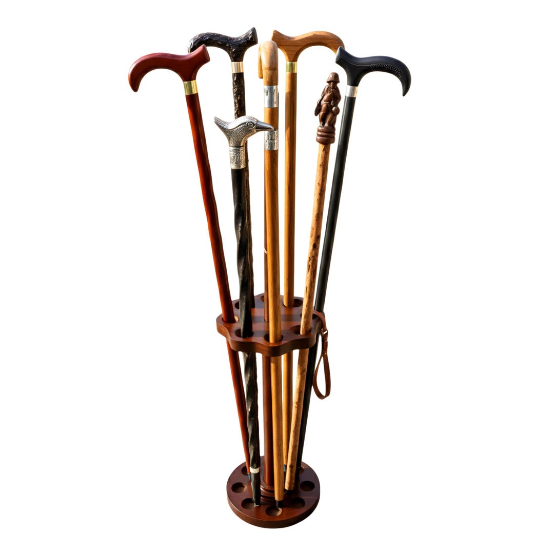 Handmade Wooden Walking Stick Stand 8 Hole Cane Holder Rack Designer — free download