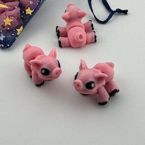 Pig Flexi Figure | 3D Printed Articulated Mini | Tiny Micro Fidget Toy | Desk Buddy | Sensory Gift | Cute Farm Animal
