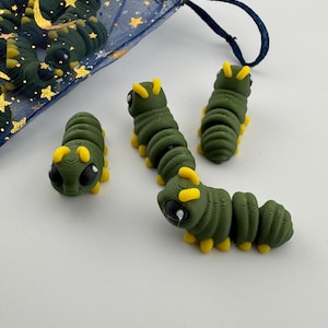 Caterpillar Flexi Figure | 3D Printed Articulated Mini | Tiny Micro Fidget Toy | Desk Buddy | Sensory Gift | Cute Bug Collectible