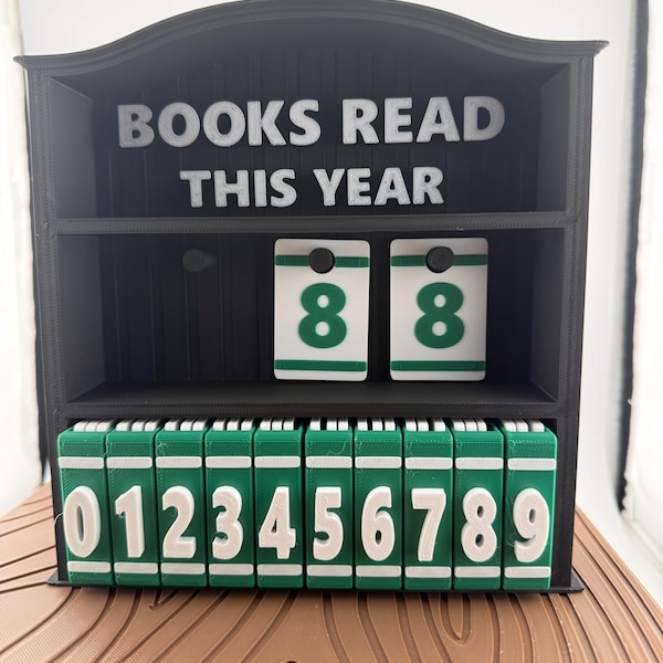 Books Read This Year Counter, Reading Tracker Bookshelf Decor, Book Count Display, Book Lover Gift, Reader Shelf Tracker Sign