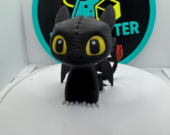 Dragon Night Fury Inspired Figure, Cute Black Dragon Desk Decor, Fantasy Creature Display, 3D Printed Dragon Gift, Dragon Lover Decor