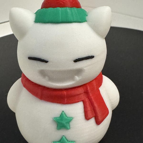 Snorlax Snowman | Pokémon Inspired 3D Printed Holiday Ornament or Display Figure