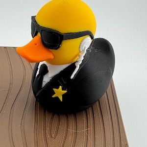 Secret Service Duck, Agent Duck Decor, Security Guard Duck, Funny Desk Duck, Spy Inspired Shelf Gift, 3D Printed Collectible Duck