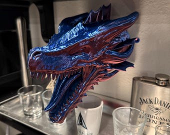 Dragon Awakening Wall Mount | 3D Printed Dragon Head Plaque | Fantasy Wall Art | Dragon Decor