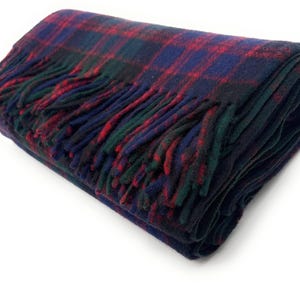 MacDonald Tartan Large Wool Blanket, Scottish Made, Fringed Edges