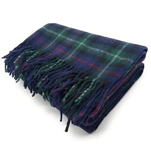 Mackenzie Tartan Large Wool Blanket, Scottish Made, Fringed Edges