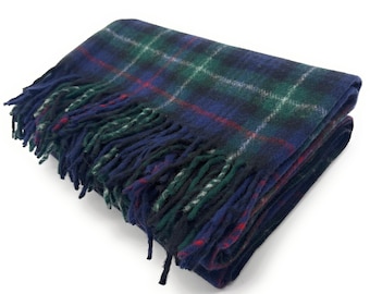 Mackenzie Tartan Large Wool Blanket, Scottish Made, Fringed Edges