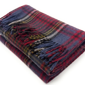 Scottish Anderson Tartan Wool Knee Blanket, Fringed Throw