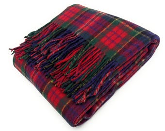 Coperta in lana scozzese MacPherson Tartan, coperta con frange