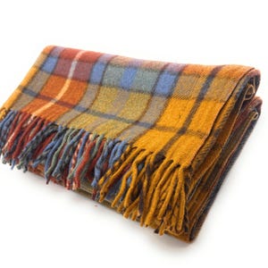 Buchanan Ancient Tartan Large Wool Blanket, Scottish Made, Fringed Throw
