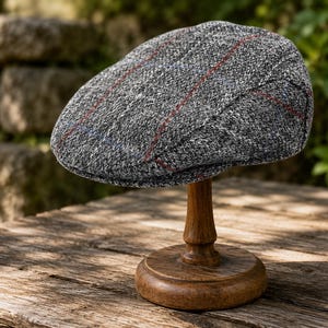 Gorra plana de Harris Tweed, pura lana, hecha en Escocia, sombrero tradicional escocés de tartán.