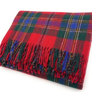 MacLean of Duart Tartan Large Wool Blanket, Scottish Made,Fringed Throw