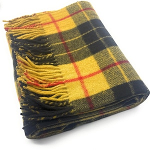 MacLeod of Lewis Tartan Wool Blanket, Scottish Made, Fringed Edges