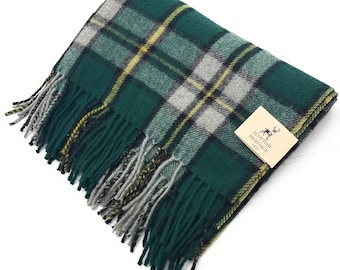 Cape Breton Canadian Tartan Large Wool Blanket, Scottish Made, Fringed Edges
