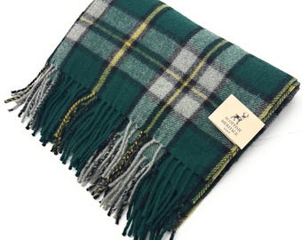 Cape Breton Canadian Tartan Wool Blanket, Scottish Made, Fringed Edges