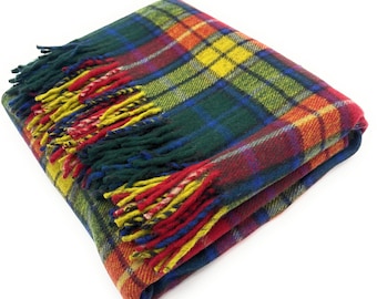 Buchanan Modern Tartan Wool Blanket, Scottish Made, Fringed Edges