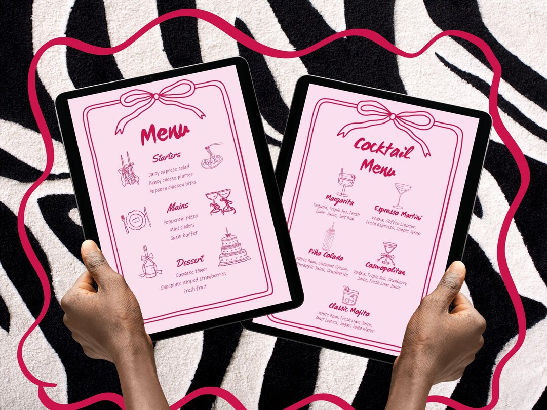 Customizable Menu, Cocktail Menu & Name Tags – Digital Template - Etsy