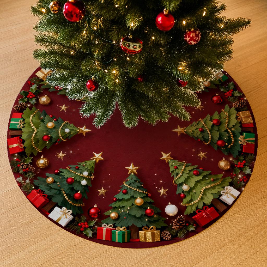 Collare Per Albero Di Natale In Metallo 70 Cm, A Intreccio Orizzontale, Bronzo, Per Alberi Medi 2,1-2,7m, Facile Da Montare