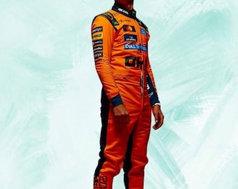 F1 Rennanzug im McLaren 2026 Style - Benutzerdefinierte Namenslogos - Erwachsenen- und Jugendgrößen - beinhaltet kostenlose Rennhandschuhe und Balaclava