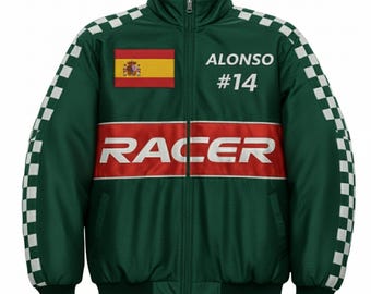 Custom Racing Bomber Jacket: Vintage Motorsport Style - Personalized Name & Number