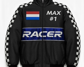 Personalized Racing Jacket | Custom F1 Style Jacket for Kids & Adults | Formula 1 Gift | Name Number Flag | Car Enthusiast Birthday