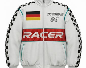 Personalized Racing Jacket | Custom F1 Style Jacket for Kids & Adults | Formula 1 Gift | Name Number Flag | Car Enthusiast Birthday