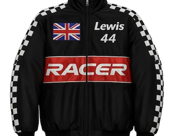 Personalized Racing Jacket | Custom F1 Style Jacket for Kids & Adults | Formula 1 Gift | Name Number Flag | Car Enthusiast Birthday
