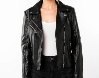 Handmade Lambskin Leather Biker Jacket | Custom Fit, Engraved