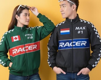 Custom F1 Style Racing Jacket | Custom Name, Number, Flag