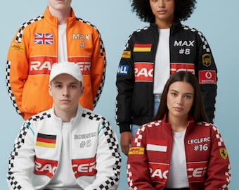 Personalized F1 Racing Jacket | Custom Name, Number, Flag