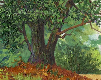 Early Fall Seward Park I - Framed Original Plein-air Altoid Tin Oil Painting on Canvas - 2 x 3 Inches
