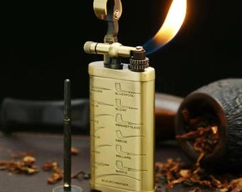 Vintage Lighter, Gas Lighter With Rod Zinc Alloy Material, With Tobacco Pipe Tamper Perfect Gift, Butane Lighter