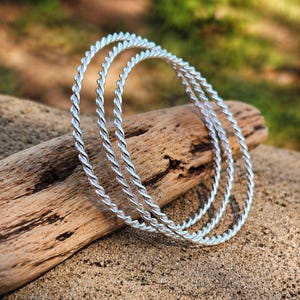 925 sterlingzilveren gedraaide touwarmbanden, stapelbare armbandset, minimalistische handgemaakte sieraden