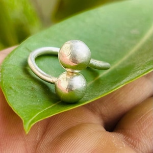 Sterling Silver Spiral Ball Ring: Adjustable Minimalist Unisex Jewelry aniversary gift