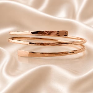 Rose Gold Spiral Cuff Bracelet, Sterling Silver Wrap Bangle, Minimalist Design