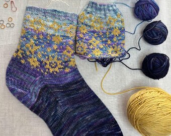 Charmed Stars Sock Knitting Pattern- PDF