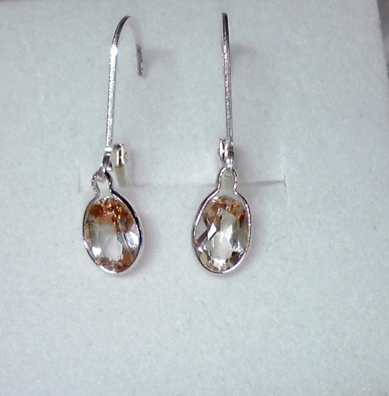 7x5 oval Champagne Topaz dangle leverbacks