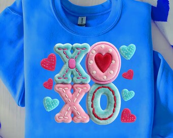 XOXO Knit Png, Xoxo Latch Hook Yarn Crochet Png, Faux Yarn PNG, Textura de punto Descarga digital, Día de San Valentín Png, Camiseta Love Xoxo