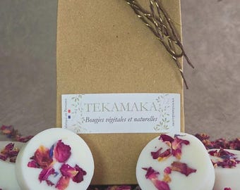 Handgemaakte geurende waxmelts, set van 5 – plantaardige was – geuren uit Grasse – sandelhout, vanille, monoi, lavendel, viooltje, roos – geurbrander