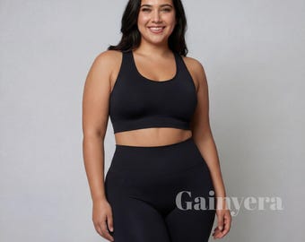 Nahtlose Leggings mit hoher Taille · Sportbekleidung für Damen · Fitness-Set · Formende Yoga-Leggings
